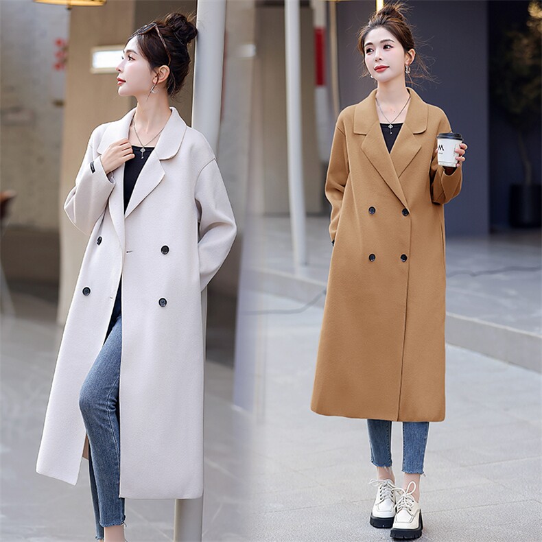 现货直发高端2024秋冬新款风衣式双面呢羊绒大衣外套韩版风衣，女装双面呢大衣，星宇服饰