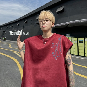 麂皮绒背心坎肩男T恤美式港风潮JB442-特P19控38图片