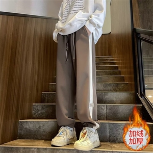 加绒加厚束脚卫裤男秋冬季美式宽松休闲裤子潮牌潮流K112-P45图片