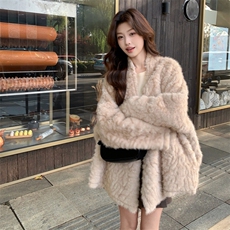 2C232-8698湖羊毛仿皮草皮毛一体8698-P210-K298，女装毛呢外套，2C232