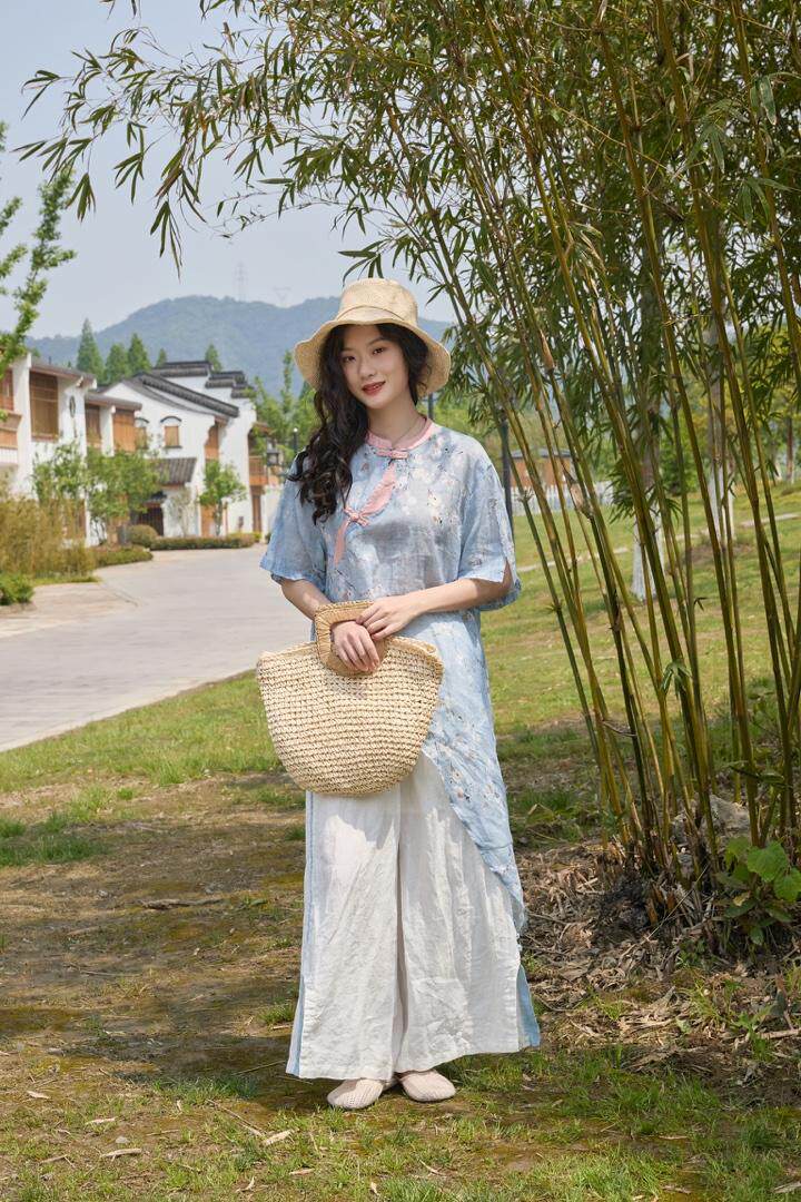 花色苎麻裙，女装，线象