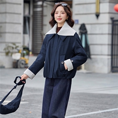 9100时尚针织拼接加绒棉衣外套（送包包），女装棉衣/棉服，依路服饰