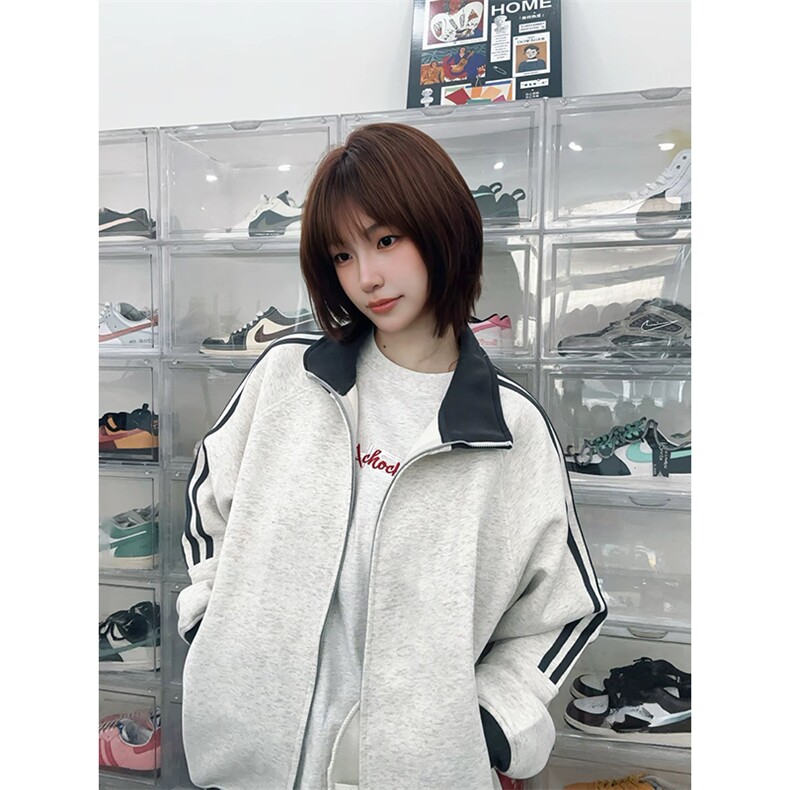 抖音得物高品质美式高街重磅结构设计拼接织带立领卫衣外套CM42,男装卫衣,电商A486