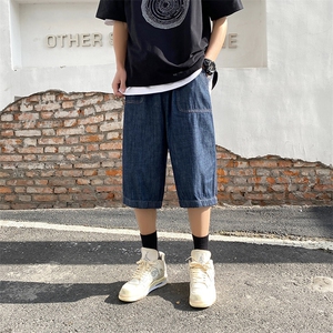 大码宽松薄款七分裤牛仔裤休闲裤A014-DK937-P45图片