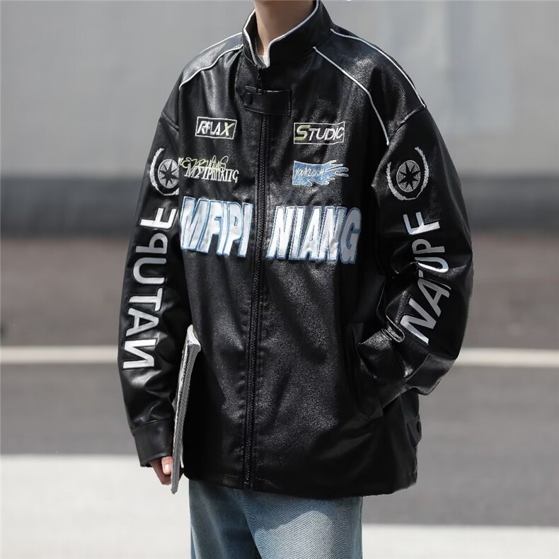 青春流行男春季夹克文艺潮外套PU皮刺绣双层W9214-P68,男装夹克,星座1109-3