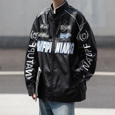 青春流行男春季夹克文艺潮外套PU皮刺绣双层W9214-P68，男装夹克，星座1109-3