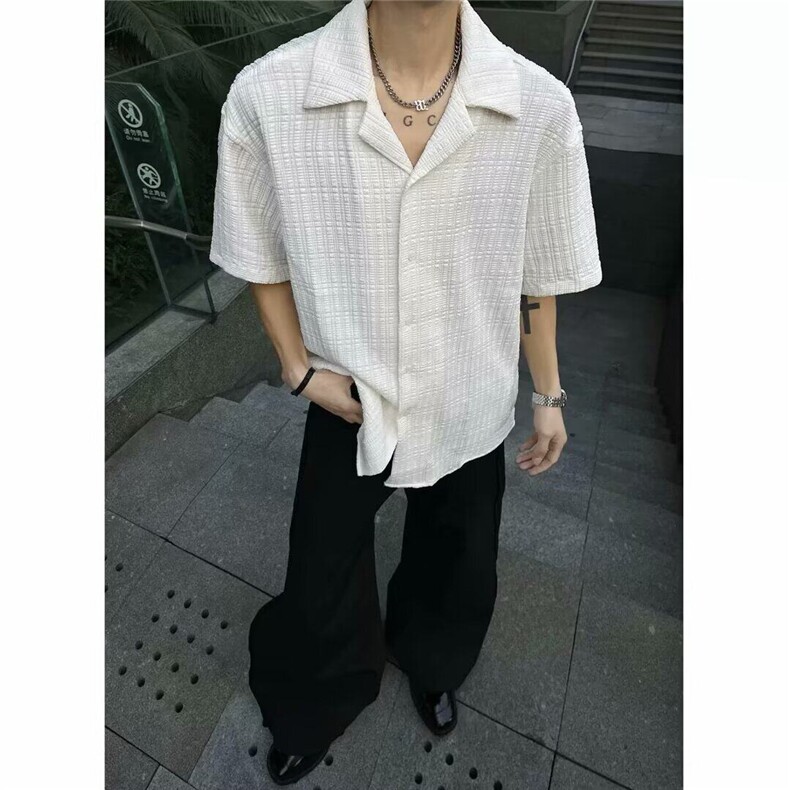 网图现货美式宽松复古古巴领短袖衬衫男CS159/P40,男装T恤,星座205-3