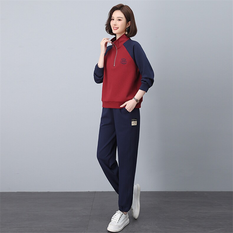 2025年春季时尚休闲刺绣小翻领半开拉链套装,女装套装/套裙,依恋蒂丝