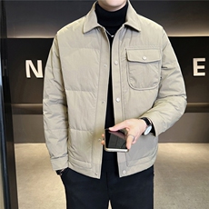 新标90绒羽绒服男冬季2025新款翻领工装外套A313-25650-P225，男装羽绒服，电商A313