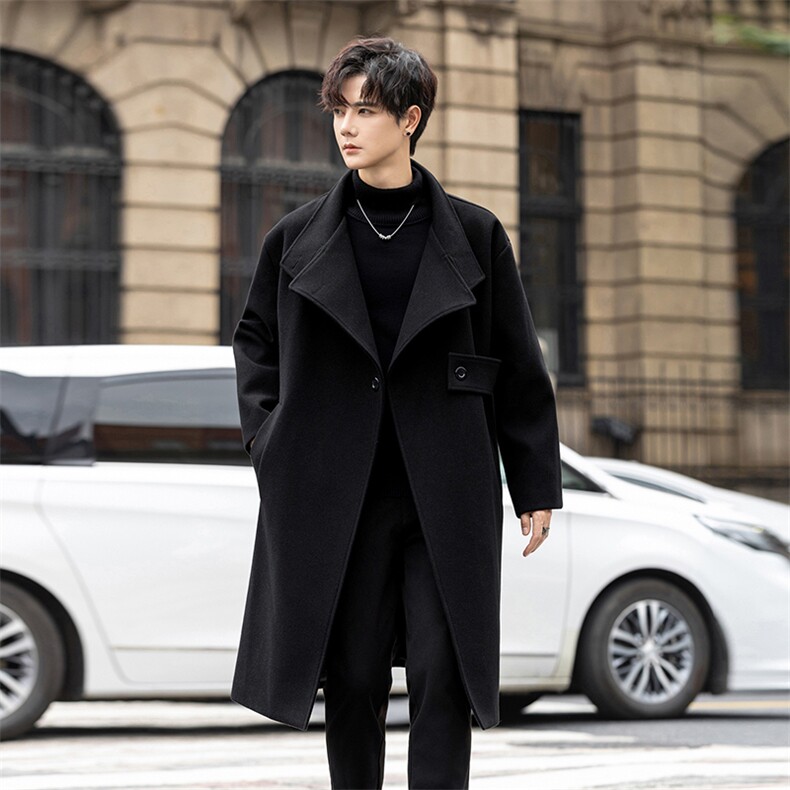 原创毛呢大衣男中长款风衣男长款大码男F729款P125外景C，男装风衣，星座401