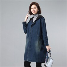 2021年冬季加厚通勤拼接连帽夹棉牛仔外套，女装棉衣/棉服，叶笙衣
