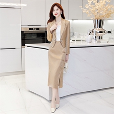 新中式职业套装女2025春秋新款高级感气质名媛女神范半身裙两件套，女装套装/套裙，卡杰菲