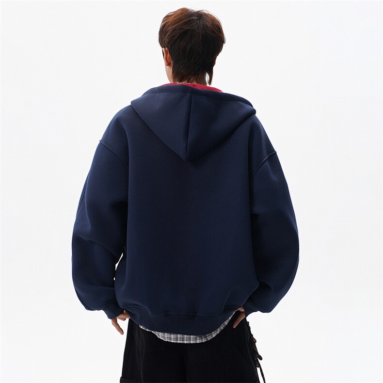 春季新款撞色拼色连帽开衫卫衣W616P70,男装卫衣,电商A073