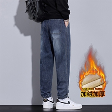 加厚牛仔裤男直筒休闲宽松2025秋冬季美式裤子J8076-P45/加绒P55，男装牛仔裤，星座509