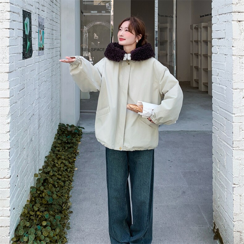 设计感毛领派克羽绒服女冬季2025新款韩系减龄厚实保暖白鸭绒外套,女装羽绒服,2C159