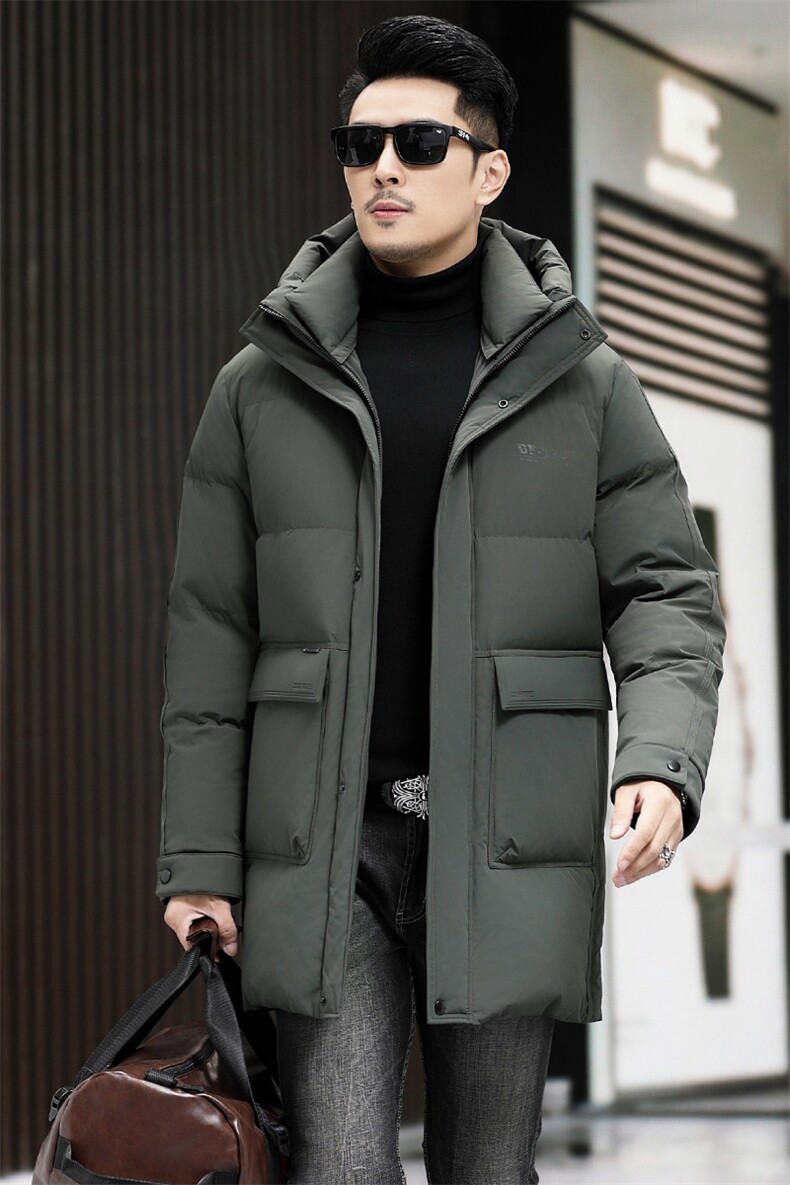 B23968钱塘2020-3连帽长款休闲冬季厚款新款中年男士羽绒服P330,男装羽绒服,钱塘207-3