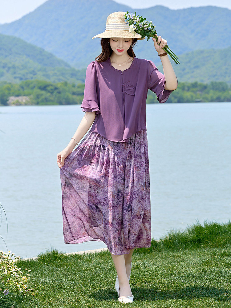 妈妈秋装2024新款中年t人连衣裙中老年女夏季洋气减龄裙,女装连衣裙,衣之秀