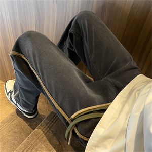 牛仔裤男秋冬季设计感小众美式高街潮牌复古水洗直筒裤N01003-P45
