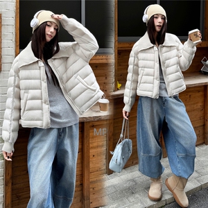 2025冬装新款时尚针织翻领羽绒服图片