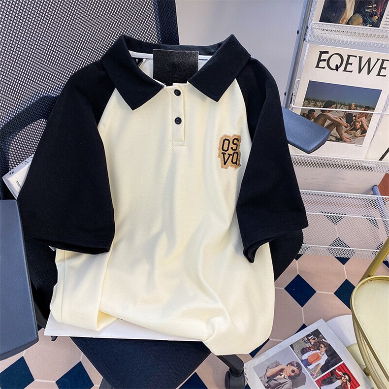 后包领抖音天猫品质情侣拼polo宽松短袖T恤男女TT038-P45,男装T恤,星座911-3