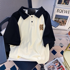 后包领抖音天猫品质情侣拼polo宽松短袖T恤男女TT038-P45，男装T恤，星座911-3