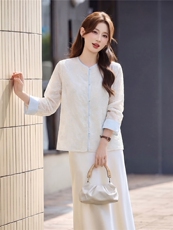 主推现货重工艺新款新中式春夏提花刺绣设计感时尚气质减龄两件套，女装套装/套裙，韩美纤衣