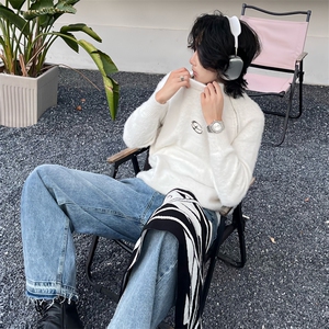(自家图)小众个性拉链圆领水貂绒毛衣男1509-P78,进口水貂皮草穿搭图片