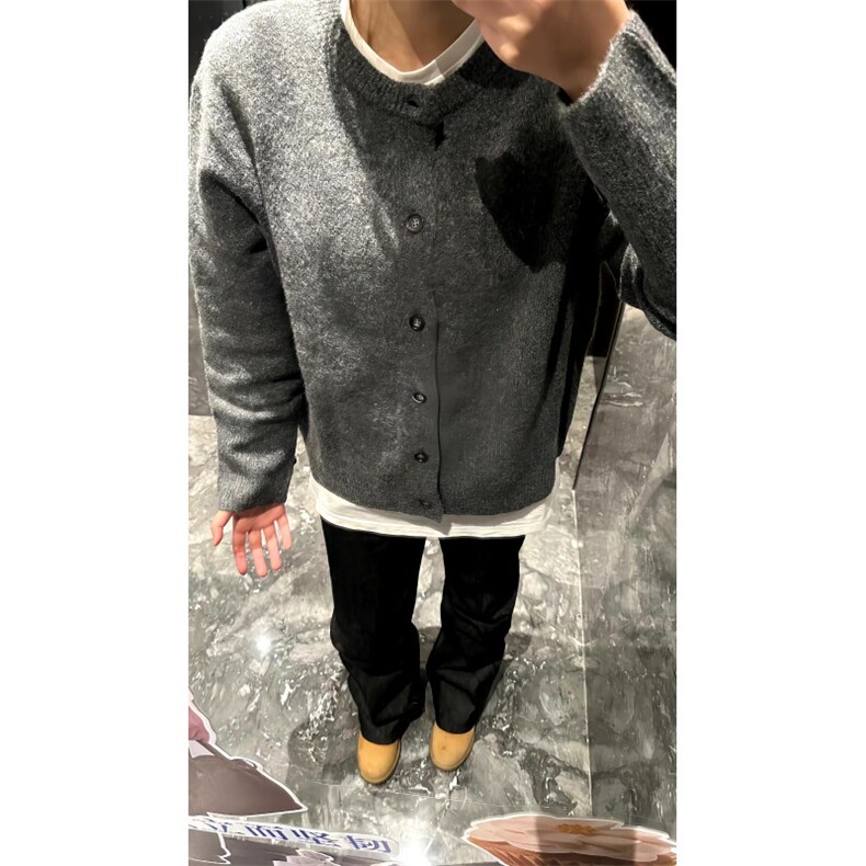 重磅秋冬男女北极绒开衫毛衣美式复古休闲慵懒风单排扣针织衫外套,男装针织衫/毛衣,电商A486-1