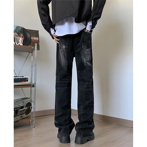 美式复古小众破洞牛仔裤高街百搭舒适情侣直筒裤 KZ44556--TP40图片