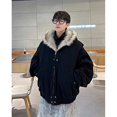 现货高品质美式高街冬季重磅硬挺短款座山雕毛领棉衣男女加厚外套，男装棉衣，电商A486