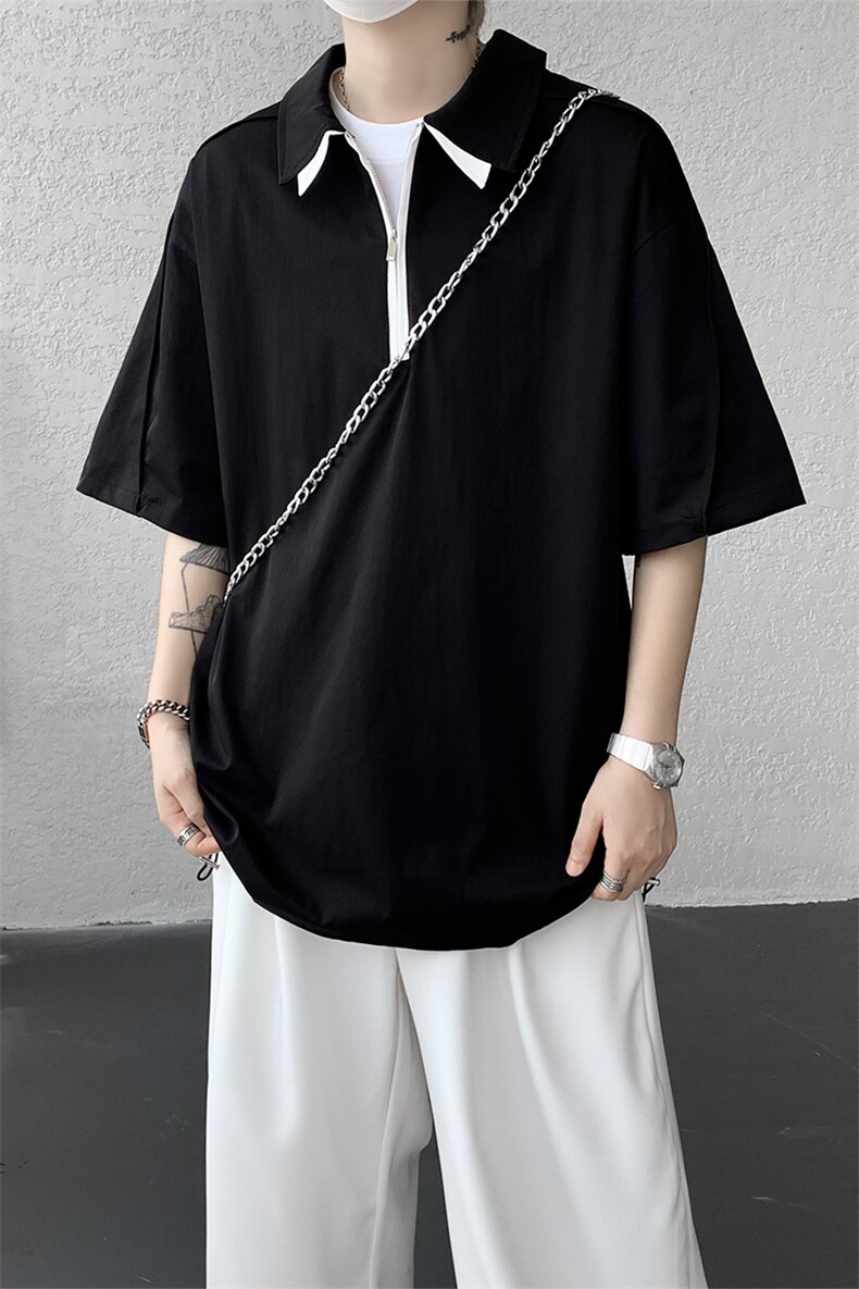 男士夏季冰丝凉感透气短袖衬衫美式青春拼色拼接设计感衬衫T恤,男装衬衫,电商B319