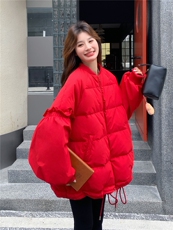 花边拼接白鸭绒棒球羽绒服女2025冬装保暖外套小个子跨年圣诞好看，女装羽绒服，艾米莉亚