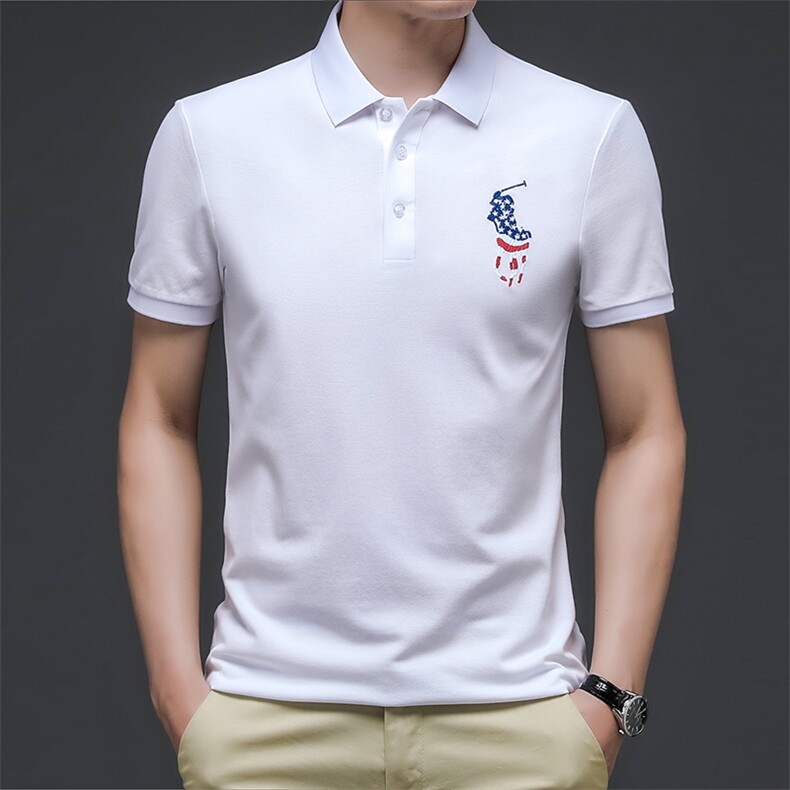2023新款夏季男短袖POLO衫时尚翻领纯色T恤中年爸爸装半袖上衣P65,男装Polo衫,星座1105-3