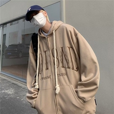 2023春季高街潮牌情侣装新款百搭复古刺绣连帽卫衣男W5981-P43，男装卫衣，星座512-2