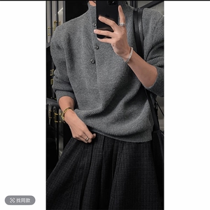 抖音原版800克高密度品质高领纽扣针织毛衣男潮 MY009-P85(网图）图片