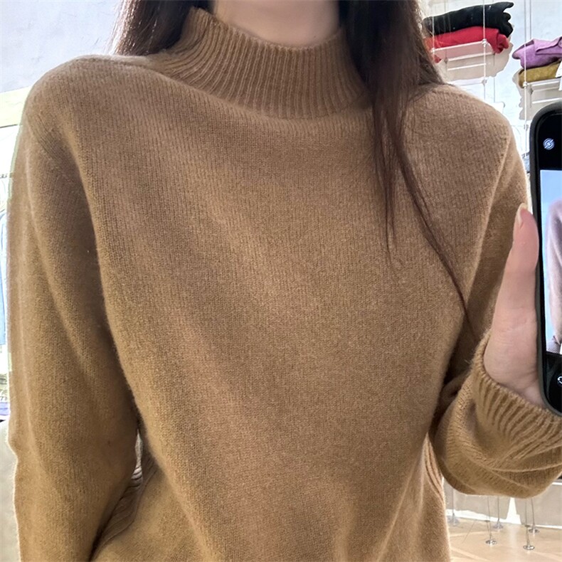 女士秋冬纯色圆领长袖,女装羊毛衫,朝思羊绒