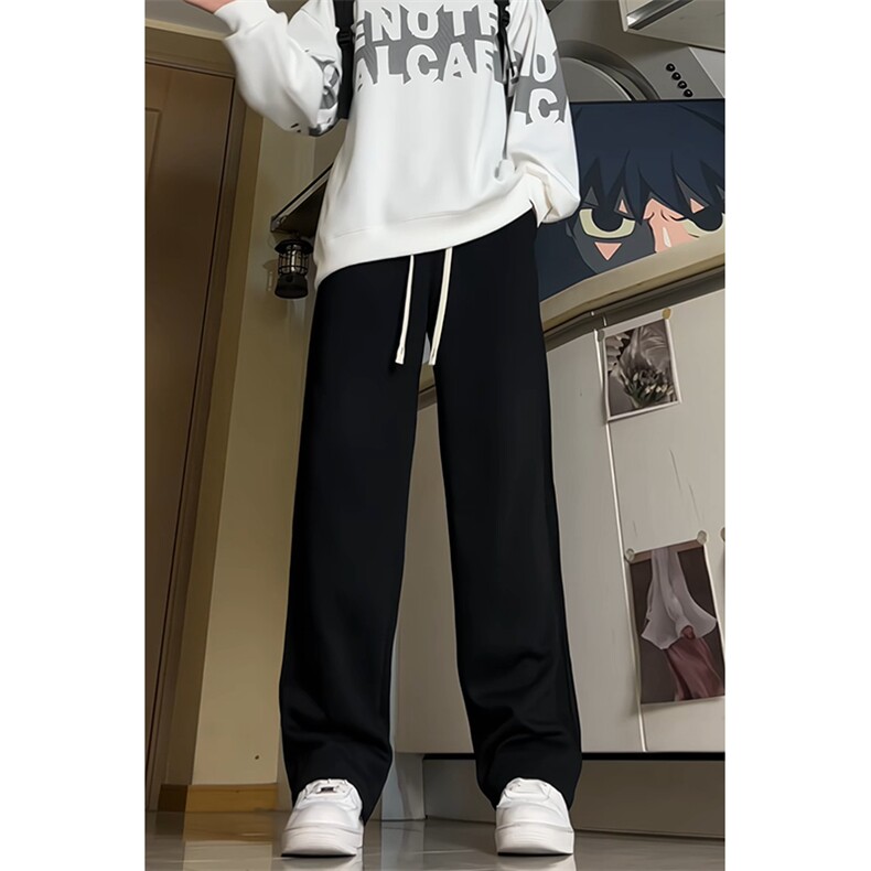 24秋冬美式侧褶皱阔腿垂坠感拖地百搭休闲卫裤男K3216-特38加绒48,男装休闲裤,电商A009A（原A058A）