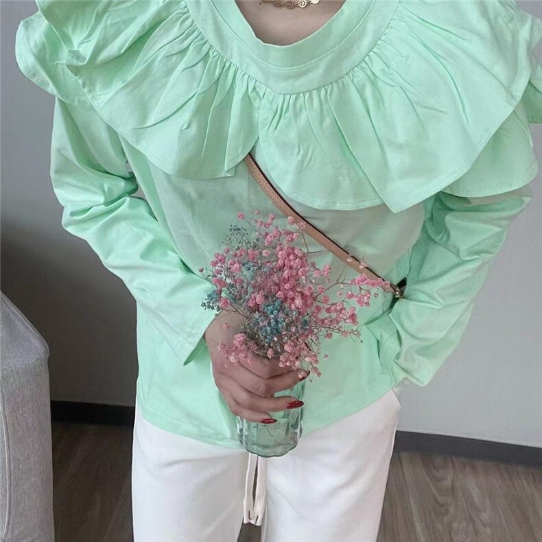 春装新款，韩版木耳边，其它，简单小珍