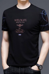 潮牌新款短袖t恤男小蜜蜂夏季休闲冰丝高档烫钻体恤正品上衣P34图片