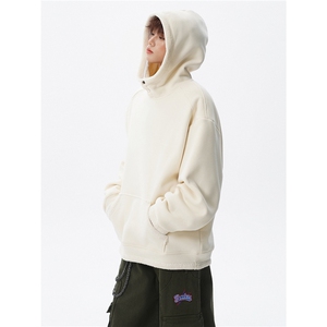 WY10196-特P65 重磅连帽美式大码加厚绒感半高领卫衣上衣外套图片