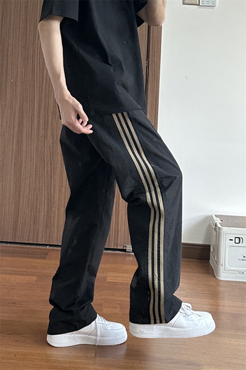 大量现货三条杠设计感条纹速干裤男女款夏季潮流痞帅DY5036-特P35,男装休闲裤,电商A178