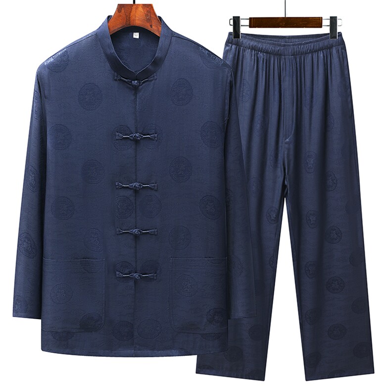 中老年套装短袖唐装太极服中式休闲套装风TR2290-P135,男装民族服装,星座1105-3