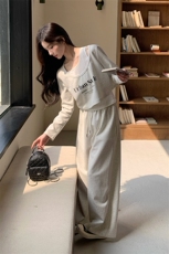 休闲运动风卫衣套装女2025年春季新款慵懒松弛感背心阔腿裤三件套，女装套装/套裙，2C285