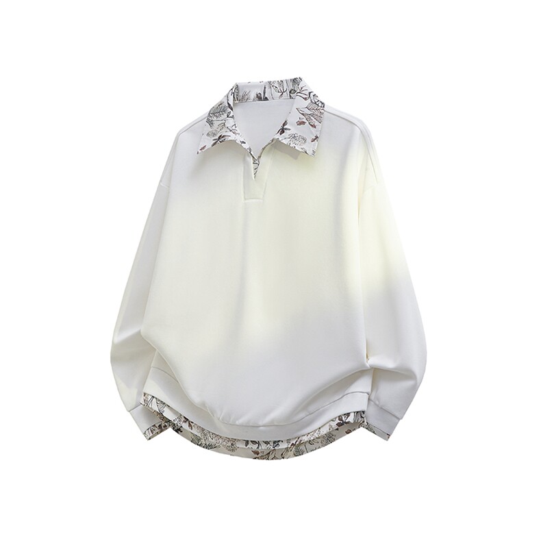 秋冬男士韩系老钱风假两件卫衣宽松拼接休闲上衣外套特P50，女装短外套，电商B319