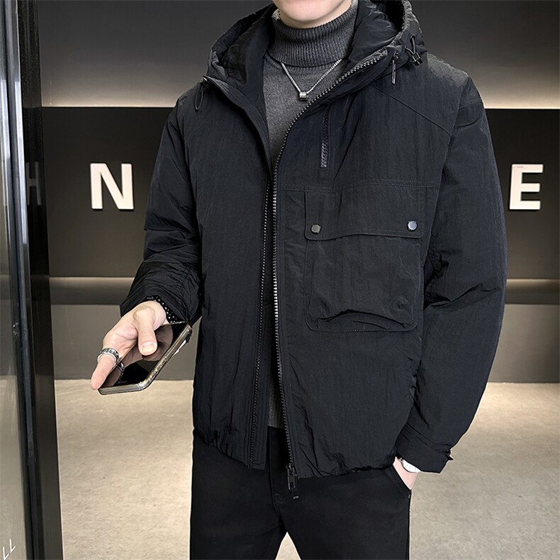 90%标白鸭绒2025冬季连帽加厚休闲保暖羽绒服外套9510-P290,男装羽绒服,电商A413