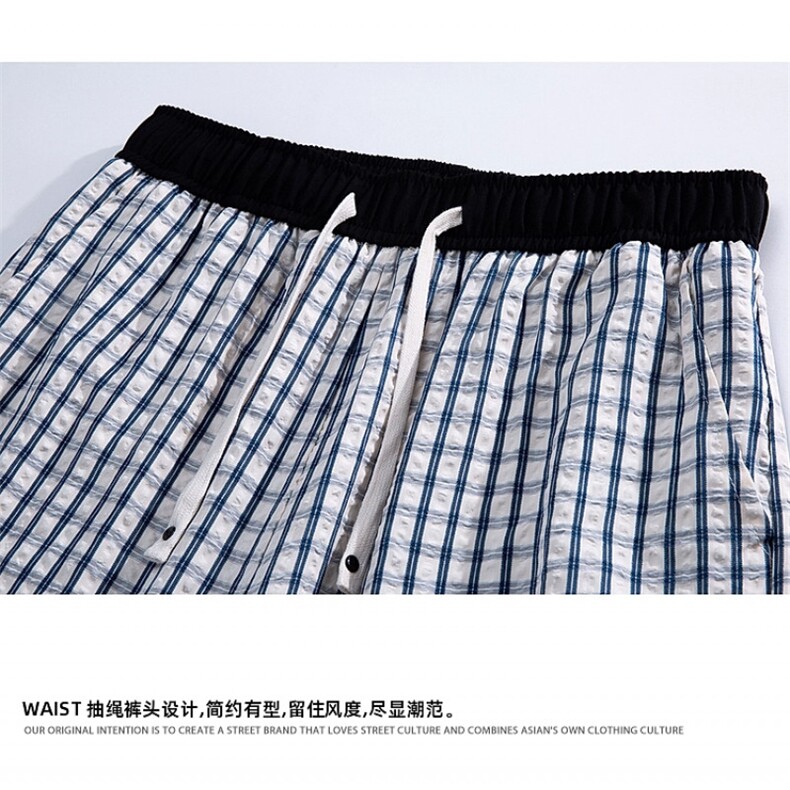 1506/QSK170/P45蓝色格子冰丝裤子男夏季伞兵工装裤高级感休闲,男装工装外套,星座1506