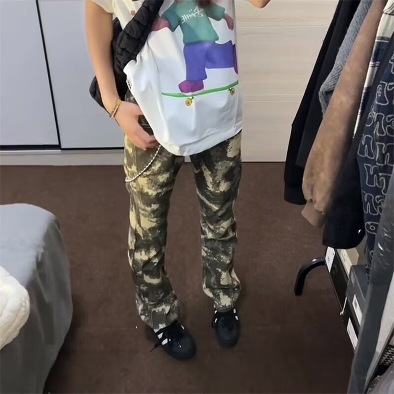 【有货】D1123-P45美式高街沙漠迷彩牛仔裤男款潮牌直筒微喇裤，男装牛仔裤，星座603-2