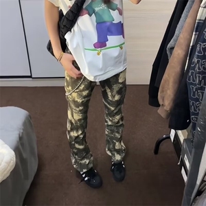 【有货】D1123-P45美式高街沙漠迷彩牛仔裤男款潮牌直筒微喇裤,男装牛仔裤,星座603-2