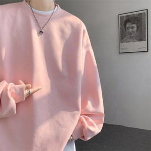5XL-M大码卫衣男2024春麂皮绒潮流落肩圆领宽松长袖T恤WY09特P28图片