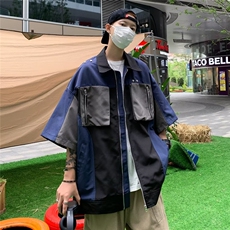 慵懒五分袖潮青春流行男标准日系气质新款简约潮流衬衫文艺夏季，男装衬衫，星座716-4